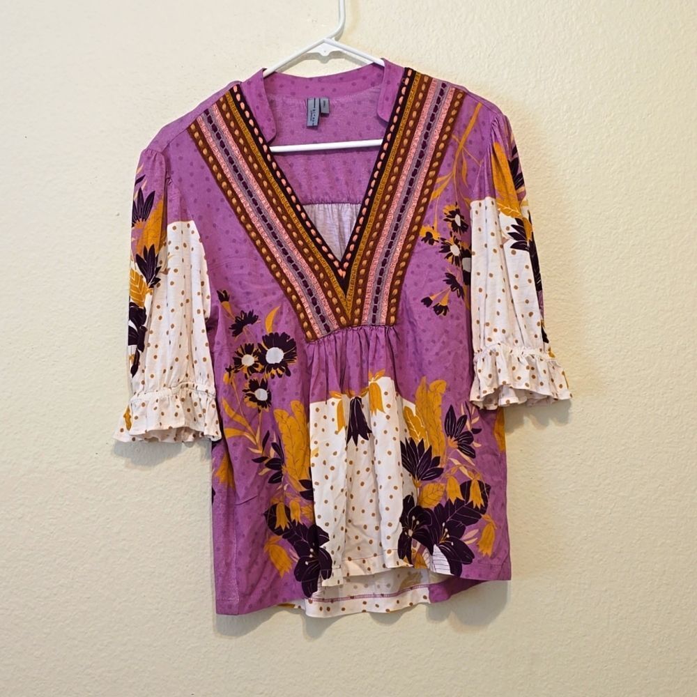 Anthropologie‎ Bl-nk London Stephanie Embroidered Top S